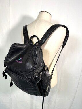 Frye Black Luxurious Thick Leather Large Backpack Shoulder Bag Carryall Zips